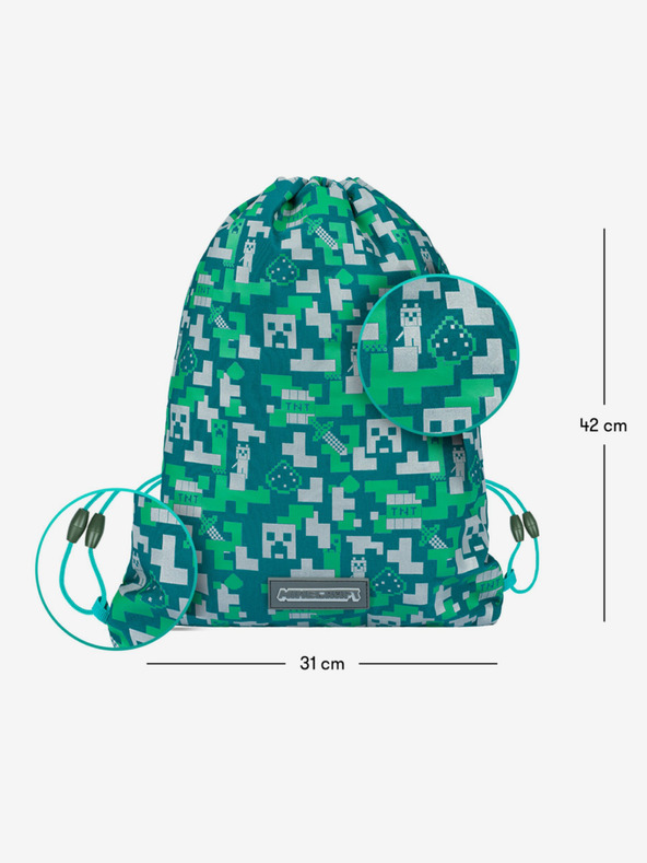 BAAGL  Zeleni školski set - pernica, torba Baagl Minecraft 2 Silver Creeper