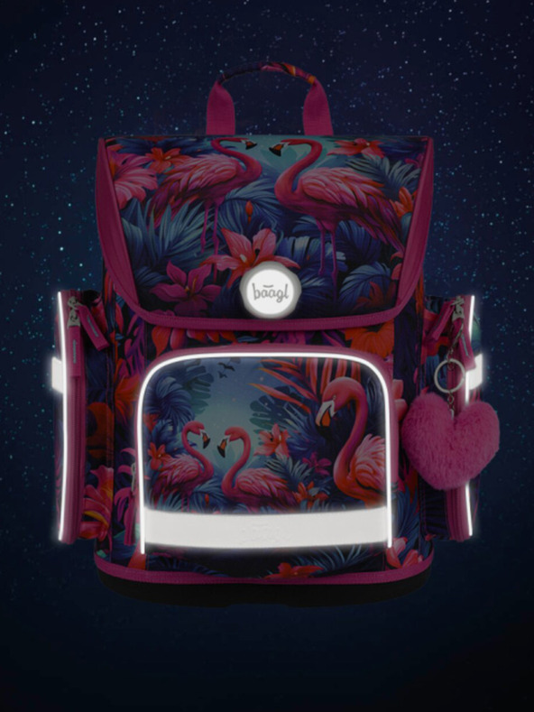 BAAGL  Ružičasta školska torba Ergo Baagl Flamingos
