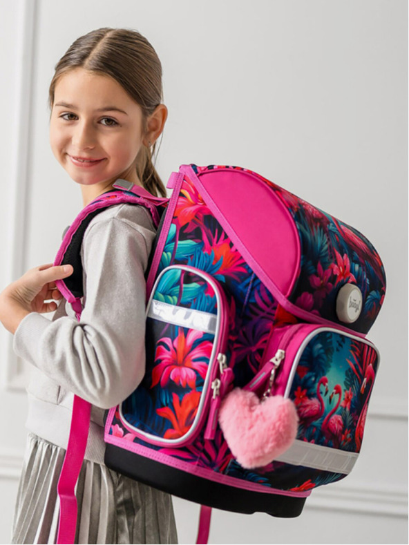 BAAGL  Ružičasta školska torba Ergo Baagl Flamingos