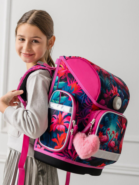 BAAGL  Ergo roza školski set - aktovka, pernica, torba Baagl Flamingos