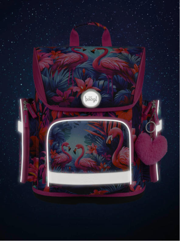 BAAGL  Ergo roza školski set - aktovka, pernica, torba Baagl Flamingos