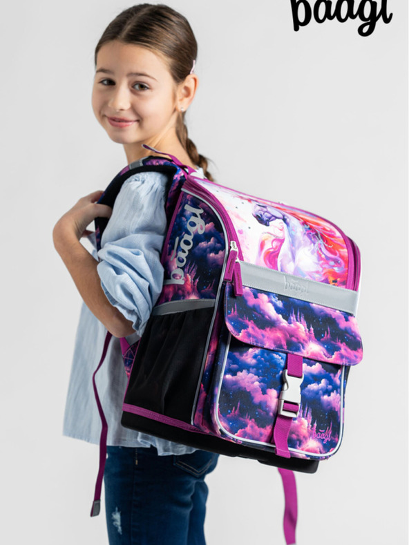 BAAGL  Ljubičasti školski set Zippy - aktovka, pernica, torba Baagl Unicorn Kingdom