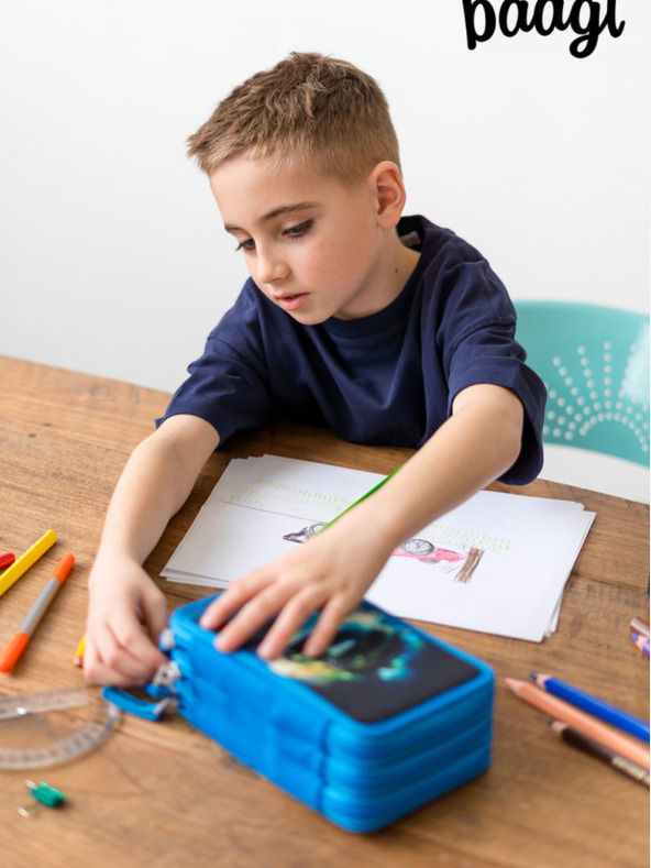 BAAGL  Plava školska pernica trokatni Baagl Racing Car