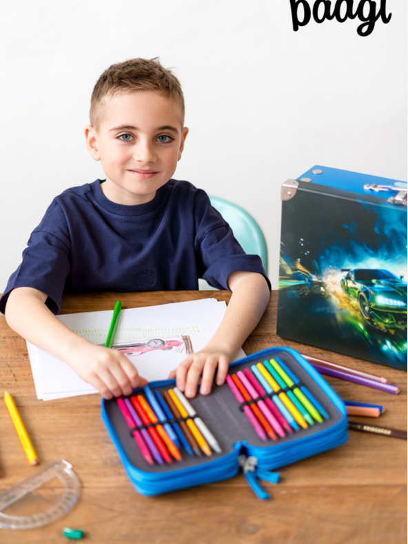 BAAGL  Plava školska pernica trokatni Baagl Racing Car