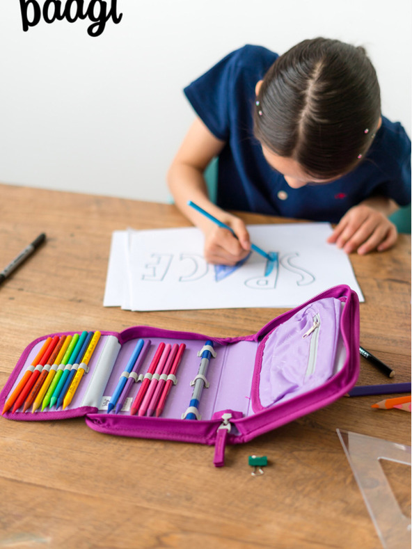 BAAGL  Ljubičasta školska pernica jednoslojna Baagl Unicorn Kingdom