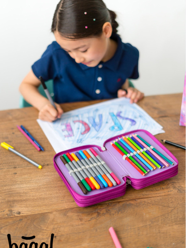 BAAGL  Ljubičasta školska pernica na tri razine Baagl Unicorn Kingdom