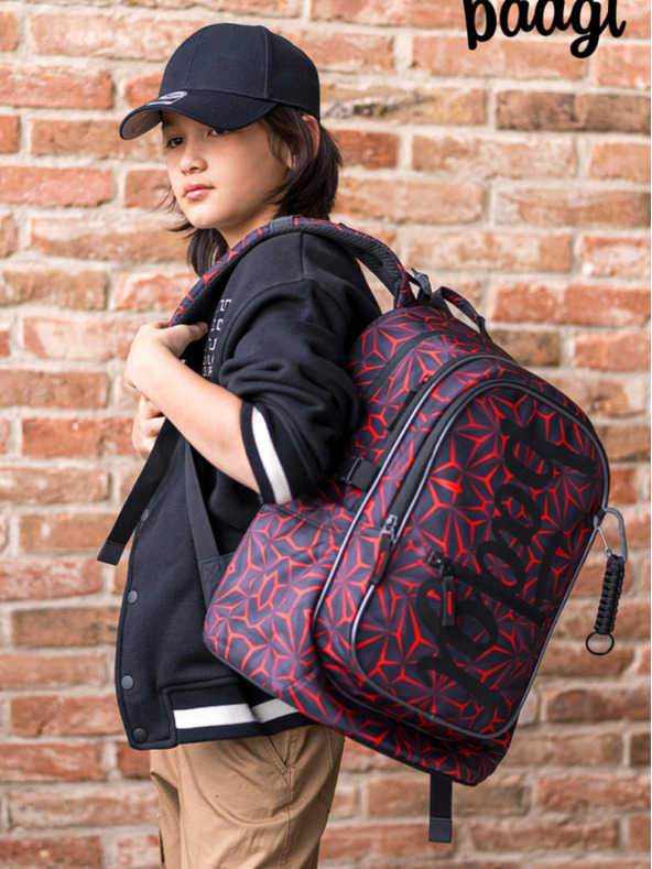 BAAGL  Crni školski ruksak Baagl Core Red Polygon