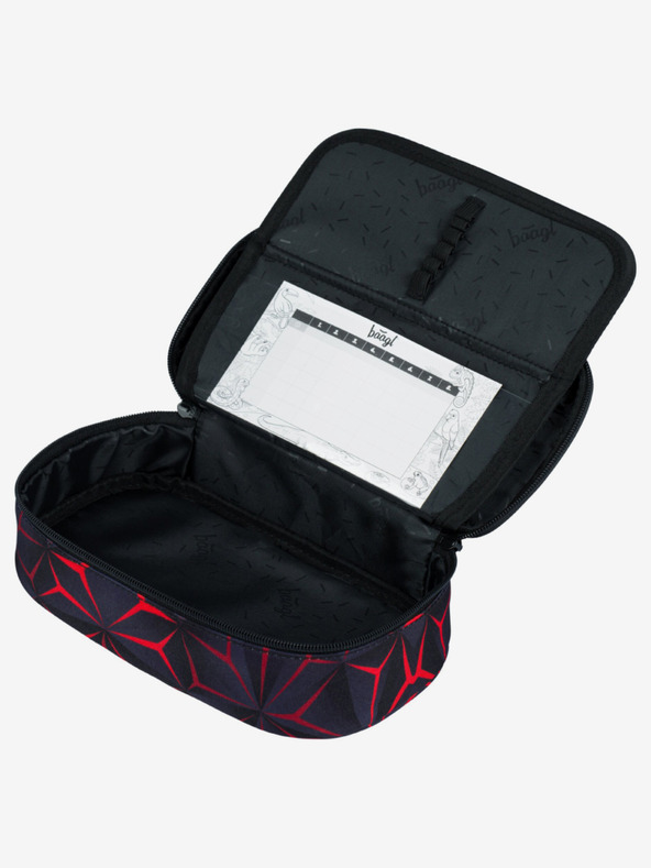 BAAGL  Crni školski set - ruksak, pernica, torba Baagl Core Red Polygon