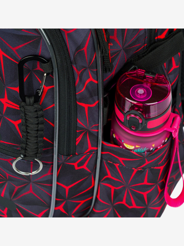 BAAGL  Crni školski set - ruksak, pernica, torba Baagl Core Red Polygon