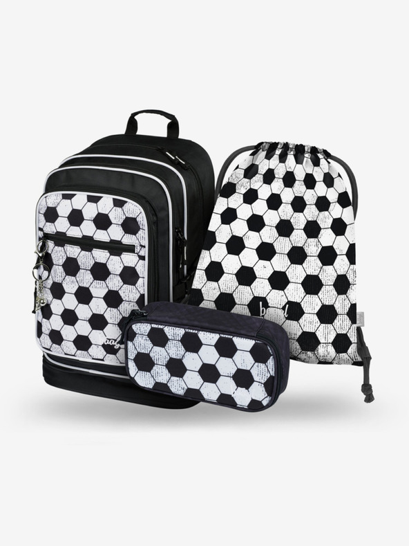 BAAGL  Crni školski set ruksak, pernica i torba Baagl Cubic Goal