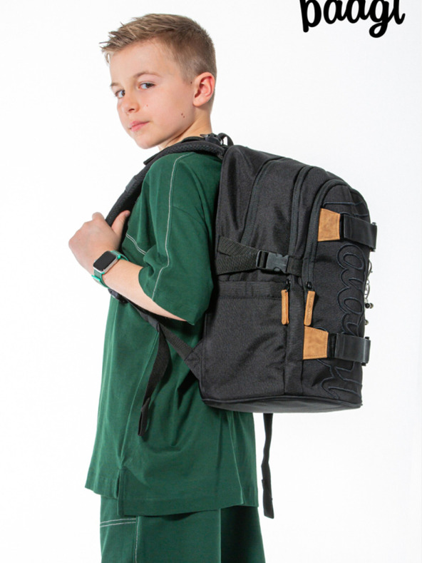 BAAGL  Sivi školski set - ruksak, pernica, torba Baagl Skate Darkness