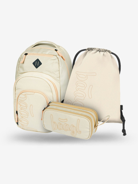 BAAGL  Bež školski set - ruksak, pernica, torba Baagl Coolmate Beige