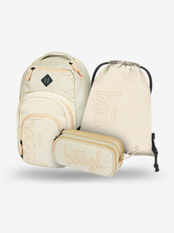 BAAGL  Bež školski set - ruksak, pernica, torba Baagl Coolmate Beige