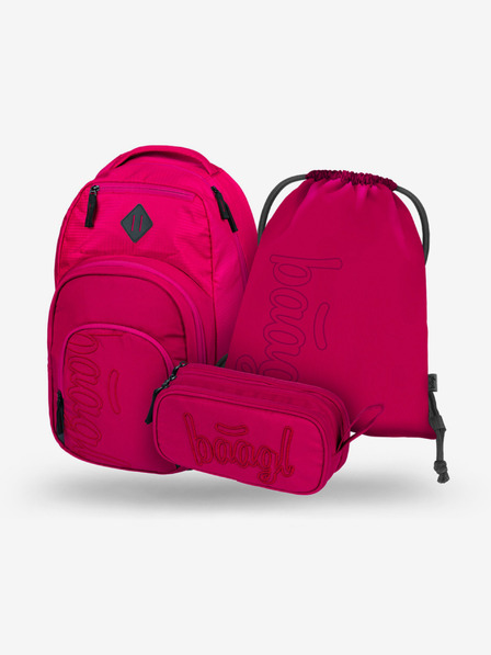 BAAGL  Crveni školski set - ruksak, pernica, torba Baagl Coolmate Ruby