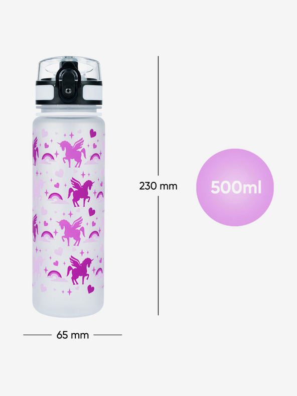 BAAGL  Ljubičasta boca za piće od tritana Unicorn Kraljevstvo, 500 ml Baagl