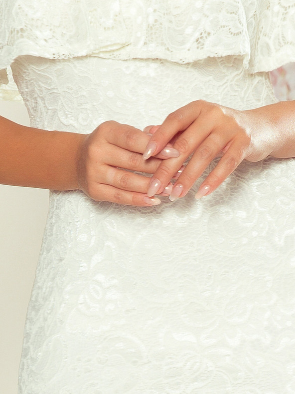 numoco Čipkasta haljina s volanima - ecru Numoco