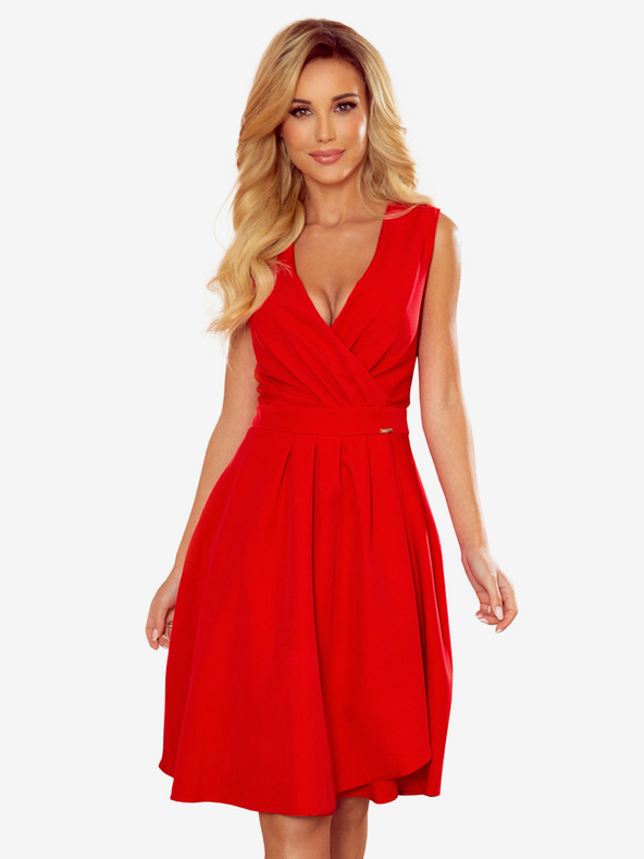 numoco ELLENA elegantna haljina s izrezom i preklopom - crvena Numoco