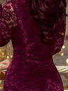 numoco Čipkasta haljina s dugim rukavima i dekolteom - tamna šljiva Numoco