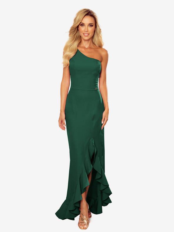 numoco Duga haljina na jedno rame - tamno zelena Numoco