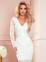 numoco Čipkasta haljina s dugim rukavima i dekolteom - ECRU Numoco