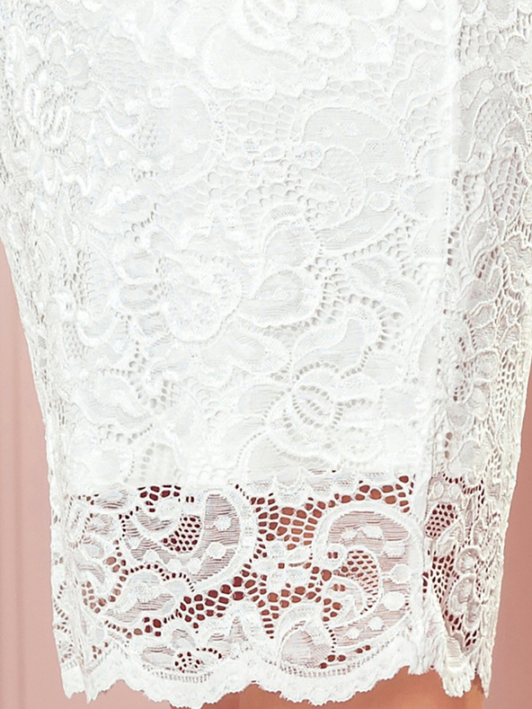 numoco Čipkasta haljina s dugim rukavima i dekolteom - ECRU Numoco