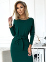 numoco Haljina s dugim rukavima i vezanjem u struku - zeleni Numoco