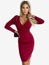 numoco Elegantna pamučna haljina s širokim izrezom i dugim rukavima - Boja vina Numoco