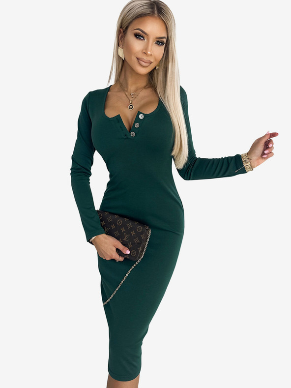 numoco Haljina s tri gumba u dekolteu - zelena Numoco