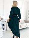 numoco SERENA Maxi haljina na nabore s dekolteom, remenom i 3/4 rukavima - zelena Numoco