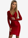 numoco Satenska haljina s torbastim izrezom i dugim rukavima - Red Numoco