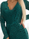 numoco Čipkasta haljina s dekolteom i dugim rukavima - Green Numoco