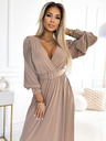 numoco FIORELLA Duga haljina sa širokim pojasom i dekolteom - bež Numoco
