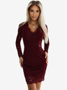 numoco Čipkasta haljina s dugim rukavima i dekolteom - tamno bordo Numoco