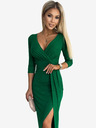 numoco Sjajna haljina s izrezom i prorezom na nogavici - zelena Numoco