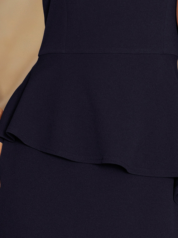 numoco Elegantna midi haljina s volanima - tamnoplava Numoco