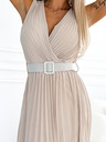 numoco Plisirana haljina sa širokim remenom i dekolteom - bež Numoco
