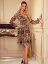 numoco Haljina od šifona s dekolteom i vezanjem - leopard print + ruža Numoco