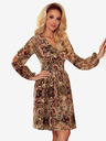 numoco Haljina od šifona s dekolteom i vezanjem - leopard print + ruža Numoco