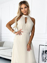numoco Plisirana midi haljina s padajućim izrezom - bež Numoco