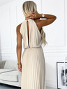 numoco Plisirana midi haljina s padajućim izrezom - bež Numoco