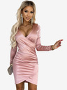 numoco Satenska haljina s torbastim izrezom i dugim rukavima - prljavo ružičasta Numoco