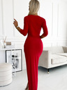 numoco Sjajna haljina s dekolteom i prorezom na nogavici - Numoco crvena boja