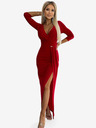 numoco Sjajna haljina s dekolteom i prorezom na nogavici - Numoco crvena boja