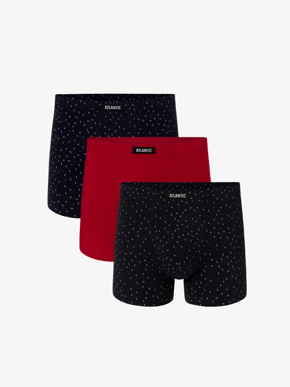 Atlantic 3-PACK Muške bokserice ATLANTIC - tamno plava, crvena, tamno plava