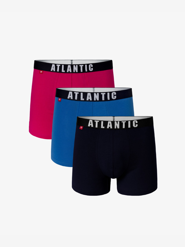 Atlantic 3-PACK Muške bokserice ATLANTIC - roza, plava, tamnoplava