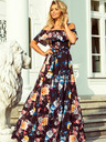 numoco Duga haljina s volanima - crna + šareno cvijeće Numoco