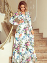 numoco Duga haljina s volanom i dekolteom - šarene ruže i plave ptice Numoco