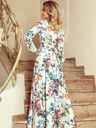 numoco Duga haljina s volanom i dekolteom - šarene ruže i plave ptice Numoco