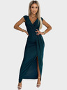 numoco Sjajna haljina kratkih rukava, dekoltea i proreza za noge - zelena Numoco