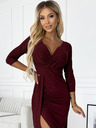 numoco Sjajna haljina s izrezom i prorezom na nogavici - Boja vina Numoco